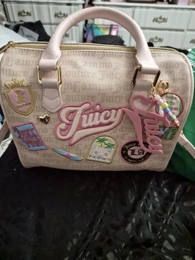 Juicy Couture Light Pink Patchwork Satchel with Gold Hardware NWOT